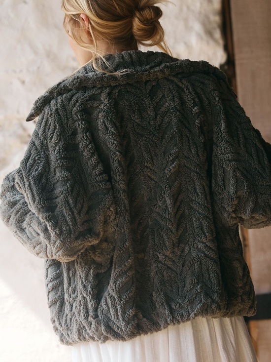 Anthropologie Jackets & Blazers - Anthropologie Textured Fuzzy Jacket Pilcro Faux Fur New XL Olive Grey